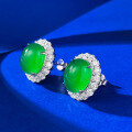 wholesale 925 Sterling Silver Inlaid 10*12 Green Chalcedony Earrings Rich Lady Style Extravagant Classic Earring Drop Shipping-0-3
