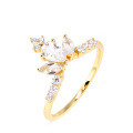 wholesale [Gold Plated Sterling Silver] European and American Ins Stackable Style Crown Design Natural Topaz Women's Ring, Factory Direct Wholesale-0-0