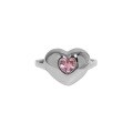 wholesale S925 Sterling Silver Korean Version Ins Designed Geometric Heart-shaped Inlaid Pink Zircon Textured Open Adjustable Ring for Women-0-4