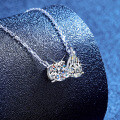 S925 Sterling Silver Moissanite Waterdrop Doublet Round Necklace-0-0