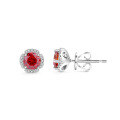 wholesale S925 Sterling Silver Gold-Plated New Style Flower 05ct Colored Moissanite Earrings with Certificate in Red and Champagne Colors-0-11