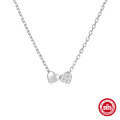 wholesale S925 Sterling Silver Fashion Double Heart Necklace, Women's Diamond Accented Love Collarbone Chain, Popular in Europe and America, Ins Style-0-1