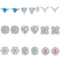 wholesale S925 Sterling Silver Zircon Lady Earrings, Wholesale European and American Style Heart-Shaped Earrings, High-End Elegant Silver Earrings-0-1