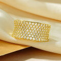 Metal Material Wide Round Diamond Ring Personalized Band Fashion Accessory Light Luxury Commuter Versatile Jewelry Wholesale Direct-0-1