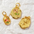 wholesale [] S925 Sterling Silver Gold Plated Enamel Rose Pendant for Beading Necklace DIY Accessories-0-1