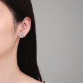 Sterling Silver Four-Leaf Clover Earrings with Moissanite-0-2