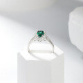 wholesale Silver gold-plated 1ct pear-shaped lab-grown emerald ring European and American fine craftsmanship foreign trade jewelry-0-3
