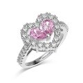 wholesale S925 Sterling Silver Exquisite and High-End Pink Heart Zirconia Design Women's Ring, Versatile and Stylish European Style Band-0-4