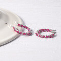 wholesale S925 Sterling Silver Cultivate Ruby Unique Personality Zircon Earrings European and American Style Internet Celebrity Hoop Earrings-0-1