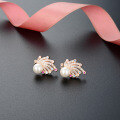 wholesale 925 Sterling Silver Peacock Pearl Earrings for Women, Inlaid with Zircon and Fashionably Designed with a Unique Sense of Style, Featuring Cultured Pearl and Stud Earrings-0-0