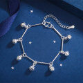 wholesale S925 Silver Wholesale Korean Fashion Double Layer Leaf Surface Geometric Chain Flower Bracelet for Women-0-9