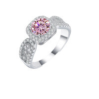 wholesale S925 Metal Moissanite Lace Princess Cut Wide Band Ring Proposal Diamond Ring Birthday Gift for Girlfriend-1 carat (pink moissanite) ring 9