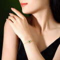 wholesale S925 Silver Chain with Cultivated Emerald Gemstone Floral Dream Sunward Bracelet Jewelry Wholesale-0-3
