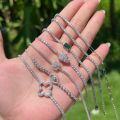 wholesale S925 Sterling Silver Women's Tennis Bracelet with Four-Leaf Clover Geometric Zirconia Pave Design, Light Luxury and High-End Feel-0-0