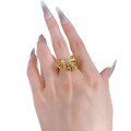 wholesale S925 Gold-Plated Ribbon Pleated Bow Two-Tone Polished Ring, High-End Fashion Style-0-4