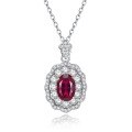 wholesale S925 Silver Alloy Simulated Ruby 7*9 Oval Pendant Necklace Jewelry Ins Style Live Broadcast Hot Seller-0-5
