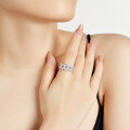 S925 Silver Moissanite Double Row Crossover Cuban Ring-0-2