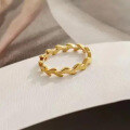 wholesale S925 Sterling Silver Wheat Ear Ring for Women, Ins Fashion, Retro Gold-Plated Adjustable Open Ring for Index Finger-0-1