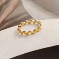 wholesale S925 Sterling Silver Wheat Ear Ring for Women, Ins Fashion, Retro Gold-Plated Adjustable Open Ring for Index Finger-Wheat Ear Ring (Copper with Gold Plated)  Adjustable opening