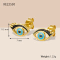 wholesale S925 Silver New European and American Cross-Border Evil Eye Earrings with Oil Drop Design, Versatile and Cute Eye Earrings for Women-0-9