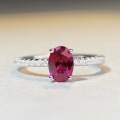 wholesale S925 Sterling Silver Pigeon Blood Red Ruby Oval-Cut Ring with High Carbon Diamonds, Minimalist and Stylish Design for Women-0-4