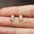 S925 Silver Laser-Pierced Ear Stud with 50-Point G-Color Moissanite Marquise Cut-0-2