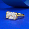 wholesale S925 silver gold-plated ring with 7*11mm rectangular ice-cut flower,-0-1