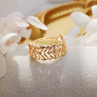 wholesale S925 Silver Plated 14K Gold French Vintage Court-Style Irregular Hollow-Out Ring from Dunli Jewelry Wholesale Factory-Irregular Hollow Ring Size 8