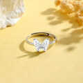 wholesale S925 Sterling Silver Light Luxury Minimalist Butterfly Ring for Women, Small and Unique Design, Elegant and Versatile Sweet Stackable Adjustable Finger Ring-0-1