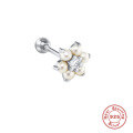 wholesale S925 Sterling Silver Flower with Crystal Rhinestones, Pearl, Ins Style Threaded Ear Stud, Hot-selling Body Piercing Ear Cartilage Stud-0-4