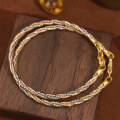 wholesale 925 Silver Plated with 18K Yellow Gold and Rose Gold Italian Import Three-Color Twisted Shank Bracelet-0-0