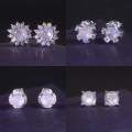 wholesale 925 Sterling Silver with Natural Creamy Blue Moonstone Sunflower Stud Earrings Gemstone Jewelry-0-0