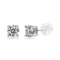 wholesale 925 Sterling Silver Moissanite Pure Love Earrings, Simple Ear Drops, Live Stream Ready Stock, Four-Prong Stud Earrings, High-End Feel-0-1