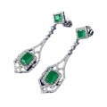 wholesale S925 Silver New 1-Carat White Zircon Green Diamond Earrings for Women, Cross-Border Wis Best-Seller-0-4