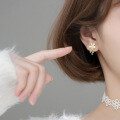 wholesale S925 Sterling Silver Earrings Women Korean Style Fresh and Sweet Tassel White Small Flowers Micro-Paved Meteor Earrings G8365-0-2