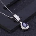 wholesale S925 Sterling Silver Fashion Creative European and American Style Inlaid Natural Sapphire Pendant Necklace-0-0