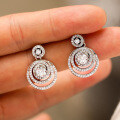925 Sterling Silver Hip Hop American Style Unisex Moissanite D Color Round Hoop Earrings-0-1
