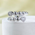 wholesale S925 Silver European and American Ins Minimalist Style Beaded Stacking Ring Open Adjustable Ring Band-0-2