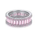 wholesale S925 Sterling Silver Princess Pink Square Diamond Heart-Shaped Oval Zirconia Row Ring Stackable Finger Jewelry-0-9