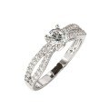 Zirconium Alloy French Vintage Crossed Double Ring for Women-0-3