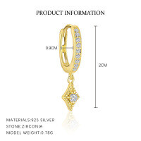 wholesale S925 Sterling Silver Geometric Zircon Earrings For Women, European And American Fashion Set, French Luxury Ear Cuffs-E4853-Gold/Pair 925 Silver