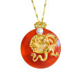 wholesale 925 Silver Dragon Zodiac Red Agate Chalcedony Pendant Necklace for Women, Birth Year Ancient Style Jade Princess Button-0-4