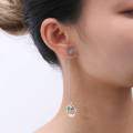 wholesale 925 Sterling Silver Gold Plated New High-End Textured Long Earrings with Natural Green Chalcedony Korean Style Gemstone Earrings-0-1