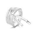 wholesale S925 Silver Fashion European and American Cross-Border Bow Multi-Line Ins Minimalist Style Versatile Adjustable Ring-0-6