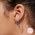 wholesale S925 Sterling Silver INS Style Irregular Pin Four-Prong Diamond Accent Chain Tassel Earrings-0-1