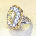 wholesale S925 silver with imported high-carbon diamond, Zhuozhifang new 10*12mm yellow diamond ice flower cut women's ring-0-2