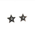 wholesale S925 Sterling Silver Korean Style Five-Point Star Earrings, Minimalist, Versatile, Vintage Distressed Look-0-4