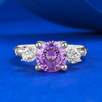 wholesale S925 Silver Metal, Mu Jing Jewelry Fashion Gold Samurai Sweet and Cool Purple 80mm Firework Cut Zircon European and American Ins Versatile Style-R1152 Fireworks Purple Diamond Ring  Size 7