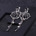 wholesale S925 Silver Dark Series Designer Tassel Earrings with Spider Design and Inlaid Gemstones-0-1