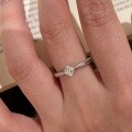 Gold-Plated Sterling Silver Moissanite Couple's Open Ring-0-2